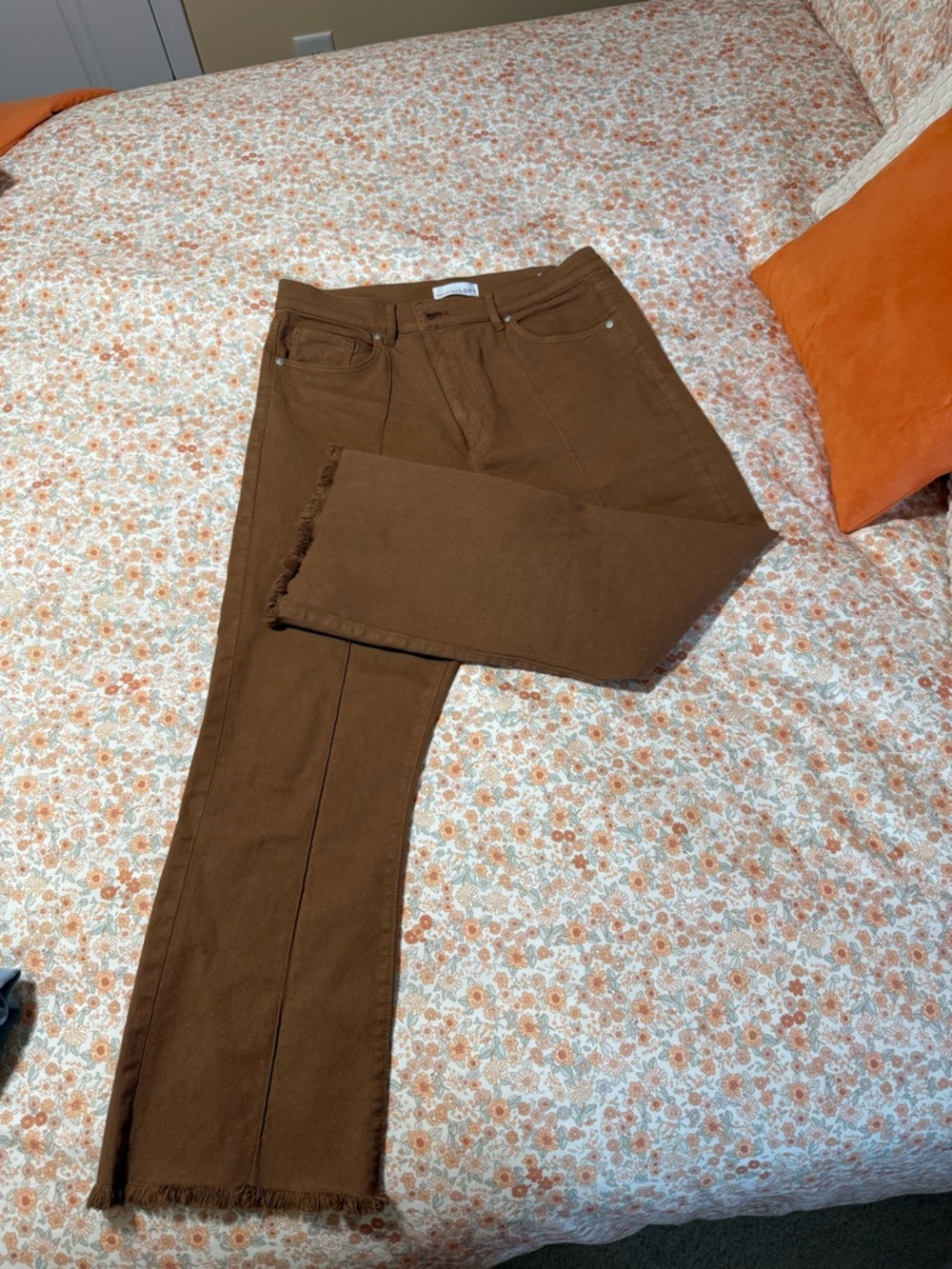 LOFT Brown High-Rise Wide-Leg Jeans